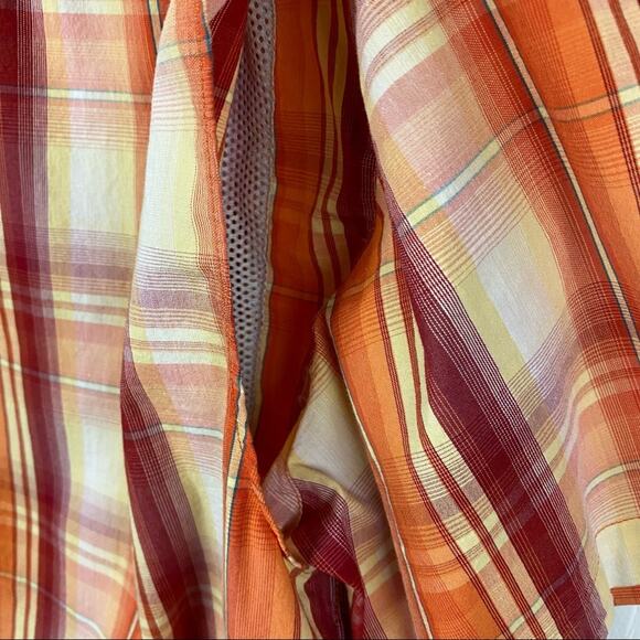 Columbia Men's Red Orange Plaid Button Down Shirt Size Medium - Picture 4 of 7